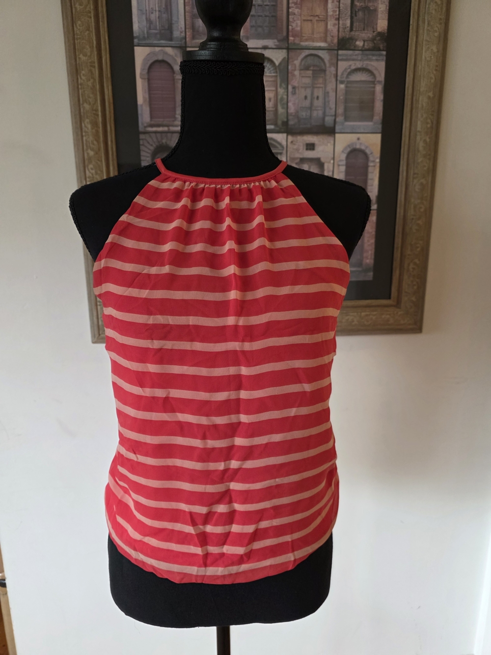 Express Peach Striped Halter Neck Women’s Top